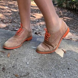 Cole Haan Alisa Sequoia Oxford Wingtip Shoes, Brown and Orange, Size 7